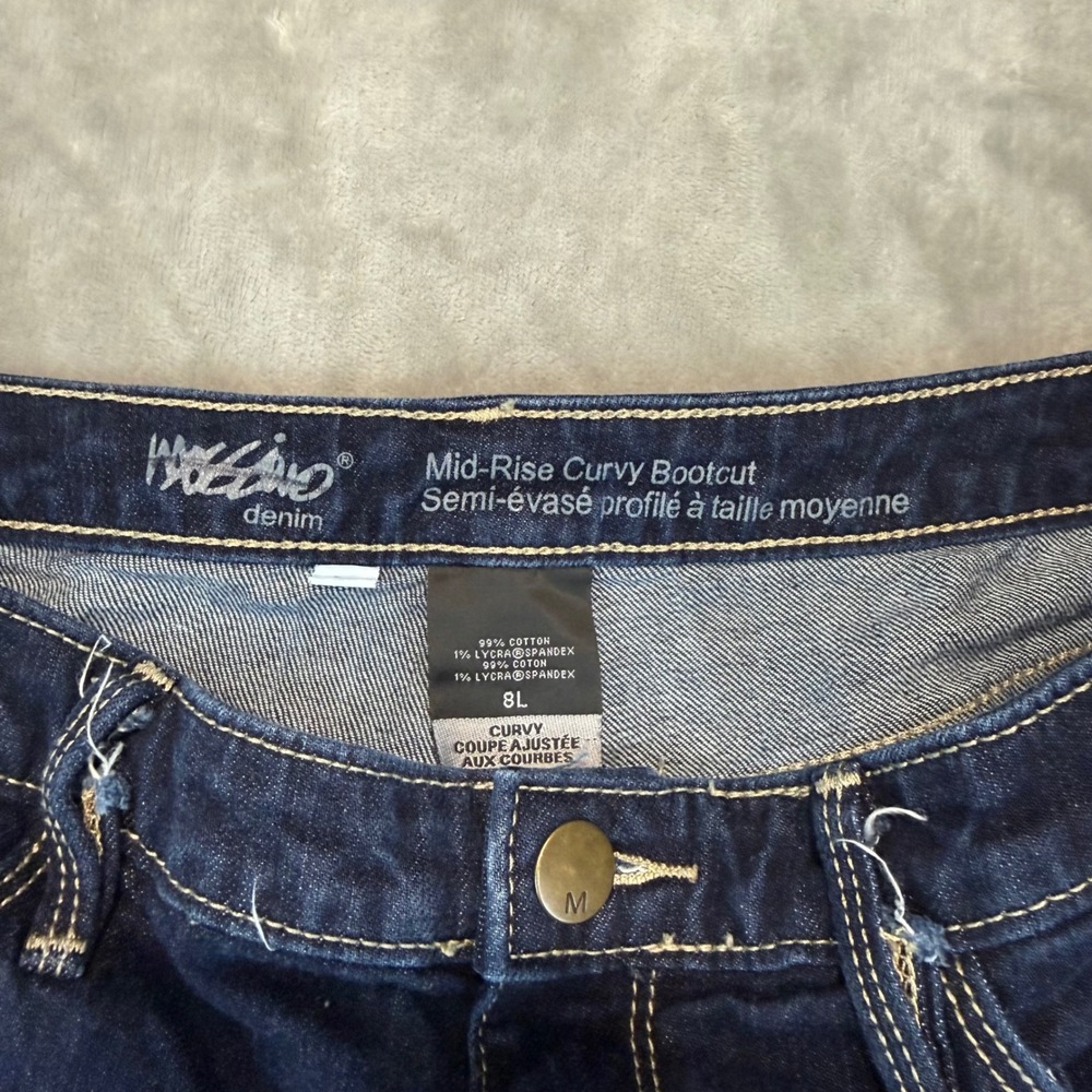 Mossimo Denim Womens Mid Rise Curvy Bootcut Jeans Dark Wash Blue Size 8L Long - Picture 3 of 9